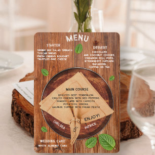 Wedding Reception Wood Rustic Custom Dining Table Menu