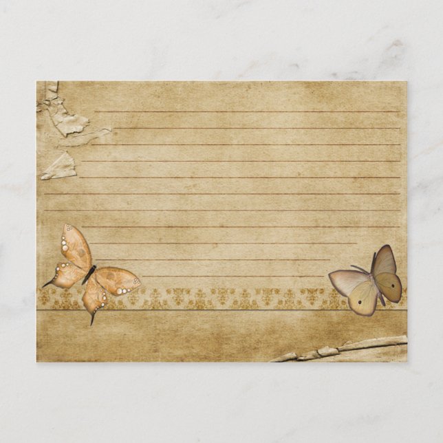 Wedding Recipe Card Vintage Butterfly (Front)