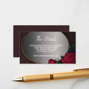 Wedding Red Blush Floral Silver Gray Mirror Detail Enclosure Card