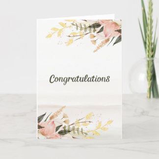 Wedding Red Floral Watercolor Congratulations  Card