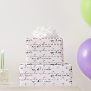 Wedding Red Hearts on White Wrapping Paper