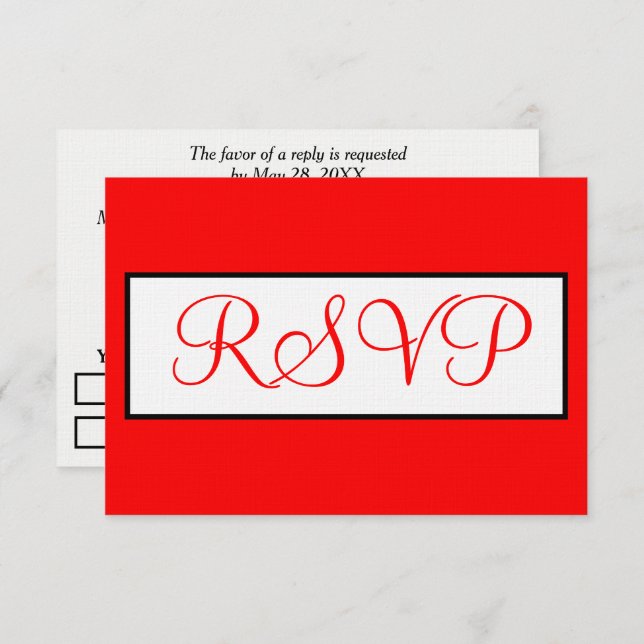 Wedding Red White RSVP (Front/Back)