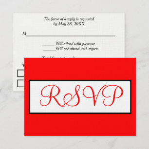 Wedding Red White RSVP Card