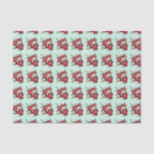 Wedding Red & White Xmas Florals Tissue Paper