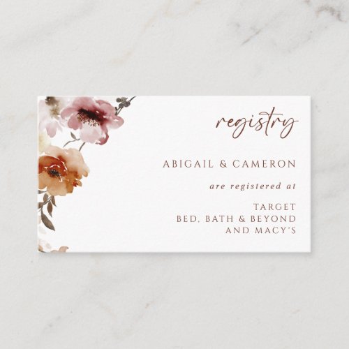 Wedding Registry Card Terracotta Floral QR on Back