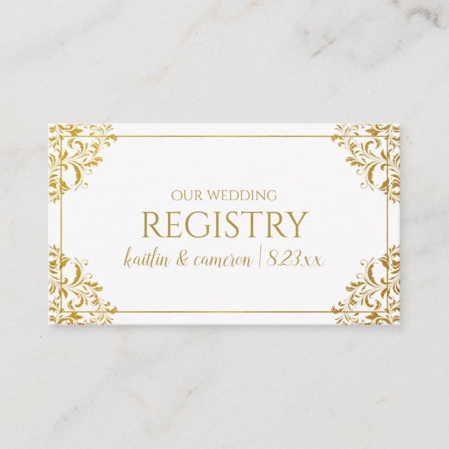 Wedding Registry Cards - Nadine - Faux Gold Foil (Front)