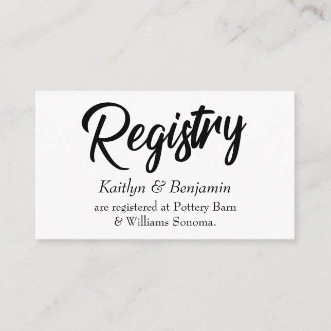 Wedding Registry Cards w/ Bold Handwriting Script (Front)