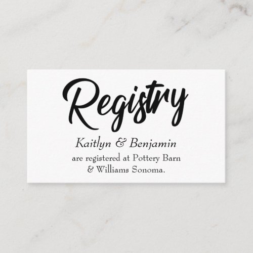 Wedding Registry Cards w Bold Handwriting Script