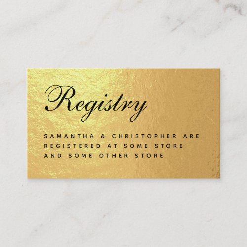 Wedding Registry Faux Gold Foil Elegant Script Enc Enclosure Card