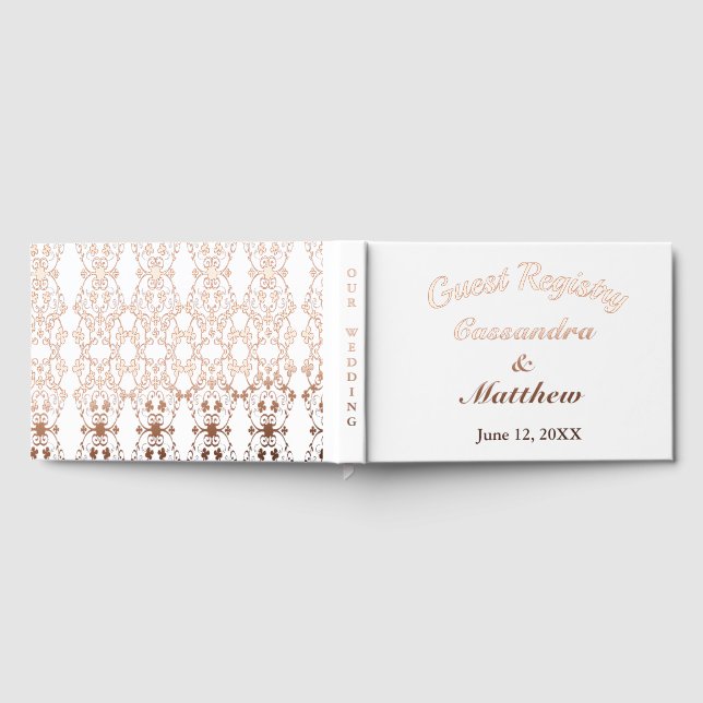 Wedding Registry Floral Vine Rose Gold Foil White Foil Guest Book (Full)