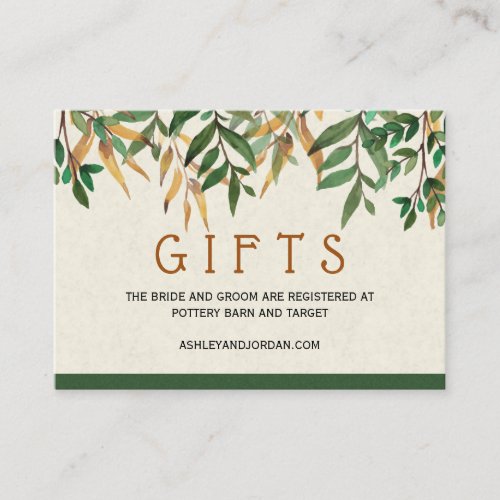 Wedding Registry Gifts Enclosure Card