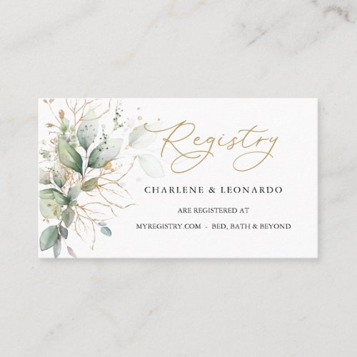 Wedding Registry Greenery Gold Floral Place Card