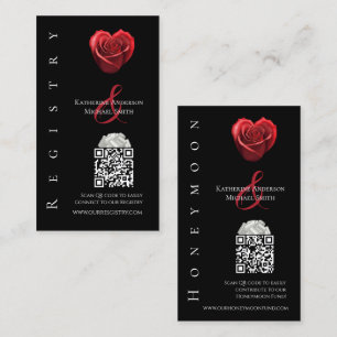 Wedding Registry-Heart Shaped Red Rose- Business Card