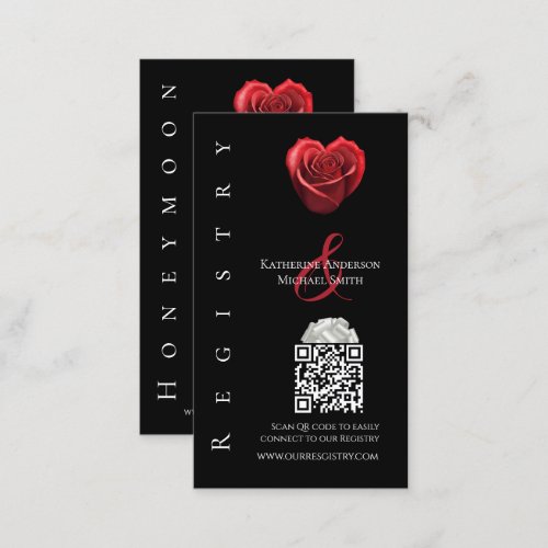 Wedding Registry_Heart Shaped Red Rose_ Business Card