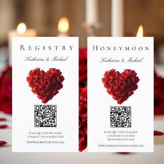 Wedding Registry-Heart Shaped Red Roses- Business Card
