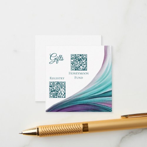 Wedding Registry_Modern Abstract_Purple and Teal_ Enclosure Card