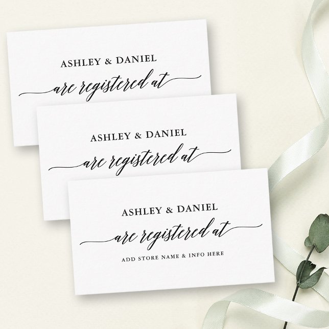 Wedding Registry Modern Elegant Calligraphy Enclosure Card (Customize to change your personalized text size, color, style or to add more text to back of card.)