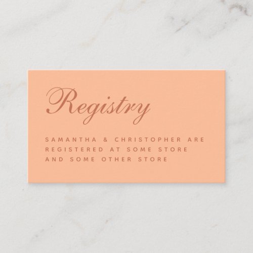 Wedding Registry Peach Brown Simple Enclosure Card