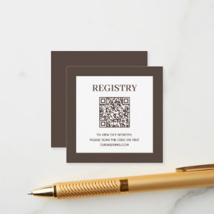 Wedding Registry QR Code Brown Enclosure Card