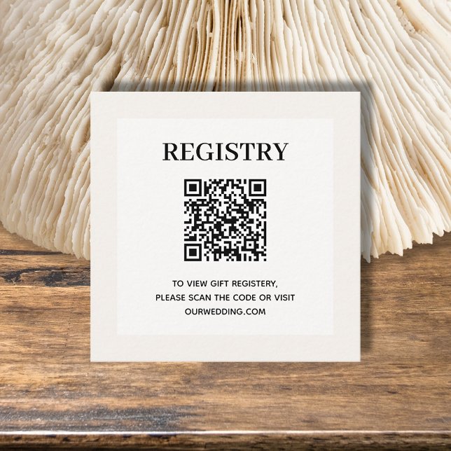 Wedding Registry QR Code Enclosure Card (Ivory wedding or bridal shower registry enclosure card with QR Code - 2.5" x 2.5")