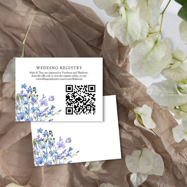 Wedding Registry QR Code Periwinkle Wildflower Enclosure Card (Wedding Registry enclosure card with qr code from Lilac + Periwinkle Wildflower Wedding Collection
)