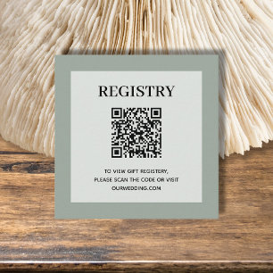 Wedding Registry QR Code Sage Green Enclosure Card