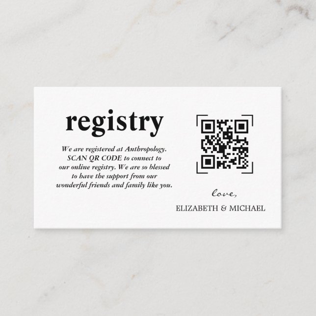 Wedding Registry | QR Code Scan Enclosure Card (Front)