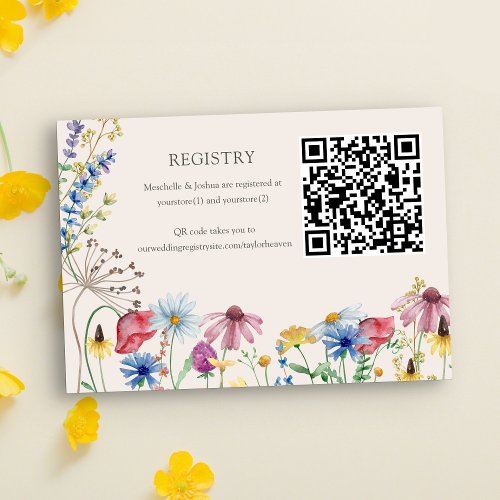 Wedding Registry QR Code Wildflower Country Floral Enclosure Card