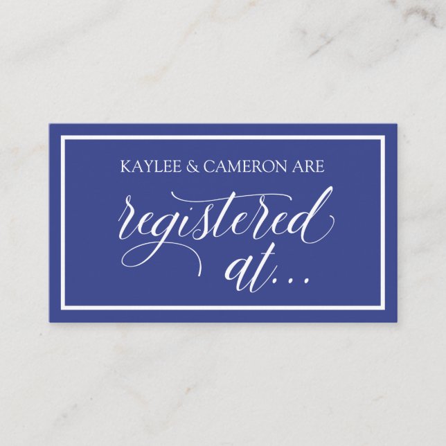 Wedding Registry / Registered At Cards- Royal Blue Enclosure Card (Front)