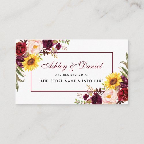 Wedding Registry Watercolor Floral Insert Card