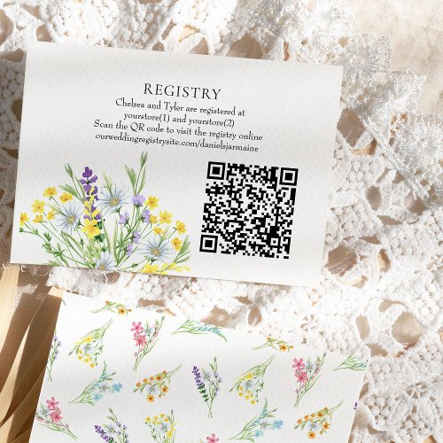 Wedding Registry Website and QR Code Wildflower Enclosure Card