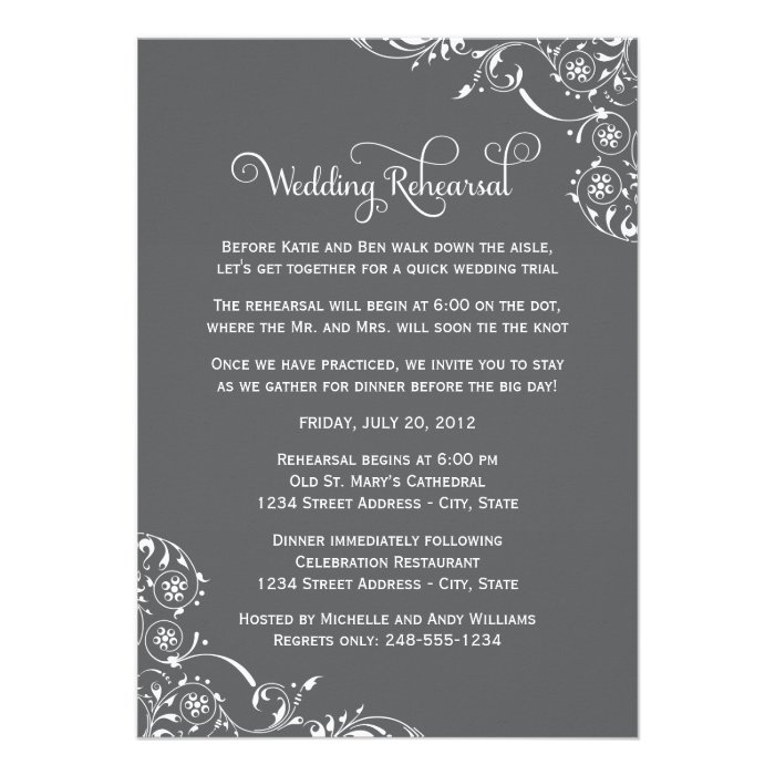 Wedding Rehearsal and Dinner Invitations  Gray