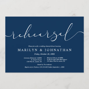 Wedding Rehearsal and Dinner, modern minimal Invitation