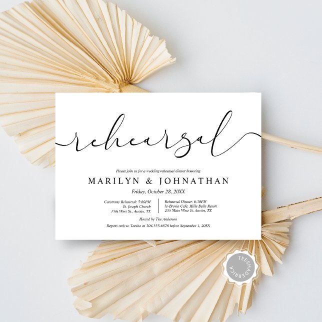 Wedding Rehearsal and Dinner, modern minimal Invitation (Wedding Rehearsal and Dinner Invitation Card, Modern minimal Theme, Downloadable)