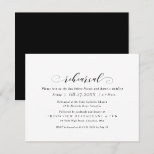Wedding rehearsal and dinner simple elegant invitation
