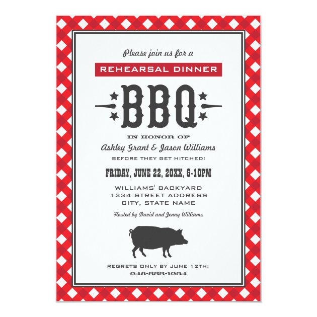 Wedding Rehearsal Dinner | Backyard BBQ Theme Invitation