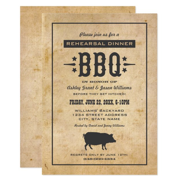 Wedding Rehearsal Dinner | Backyard BBQ Theme Invitation