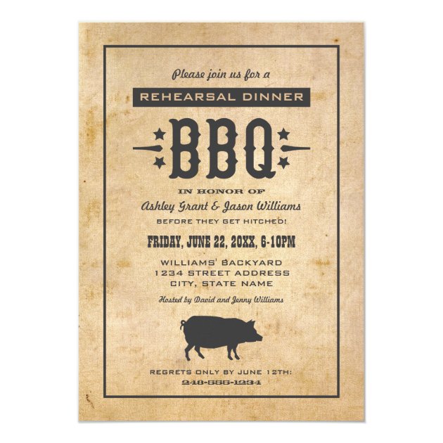 Wedding Rehearsal Dinner | Backyard BBQ Theme Invitation