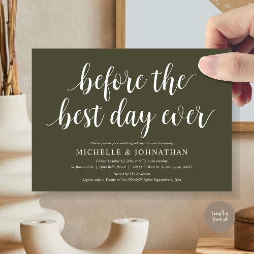 Wedding Rehearsal Dinner Before The Best Day Ever Invitation