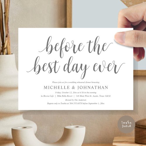 Wedding Rehearsal Dinner Before The Best Day Ever Invitation