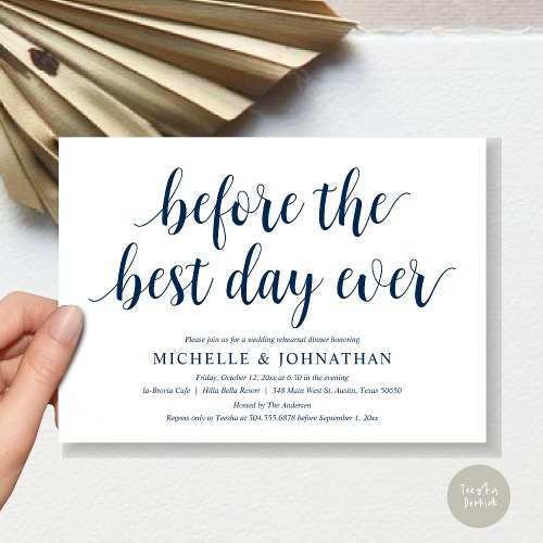 Wedding Rehearsal Dinner Before The Best Day Ever Invitation