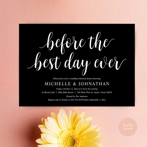 Wedding Rehearsal Dinner Before The Best Day Ever Invitation