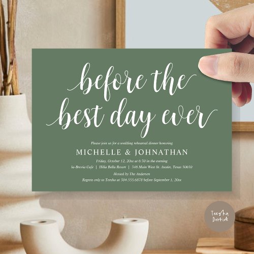 Wedding Rehearsal Dinner Before The Best Day Ever Invitation