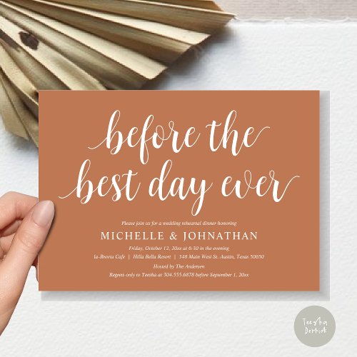 Wedding Rehearsal Dinner Before The Best Day Ever Invitation