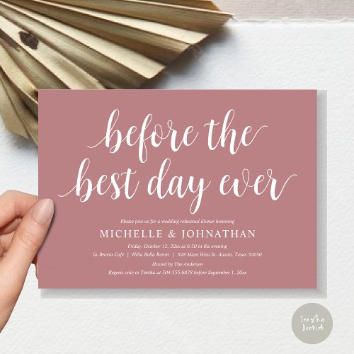 Wedding Rehearsal Dinner Before The Best Day Ever Invitation