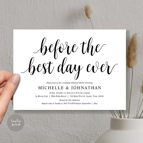 Wedding Rehearsal Dinner Before The Best Day Ever Invitation