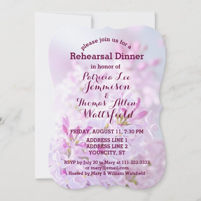 Wedding Rehearsal Dinner customizable Invitation (Front)