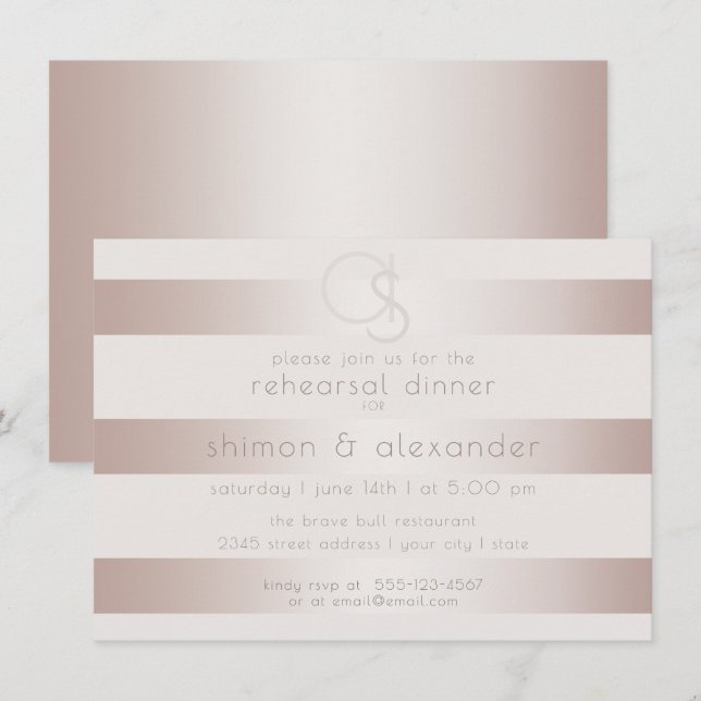 Wedding Rehearsal Dinner | Elegant Modern Blush Invitation (Front/Back)