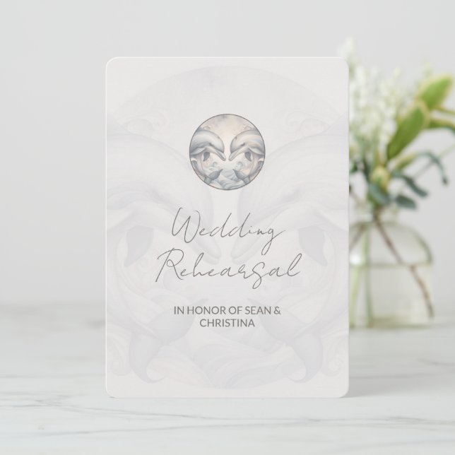 Wedding Rehearsal Dinner Invitation Dolphin Theme (Standing Front)