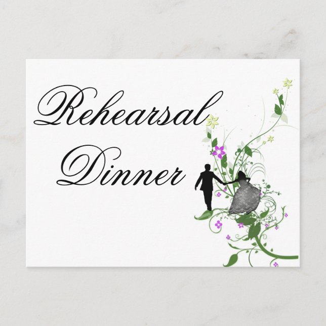 Wedding Rehearsal  Dinner Invitation floral Postcard (Front)
